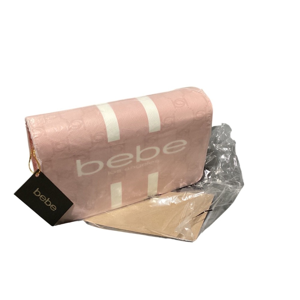 Bebe Paisley Flap Crossbody‎ Bag Blush Pink White Stripe Monogram E02-4512PU NWT